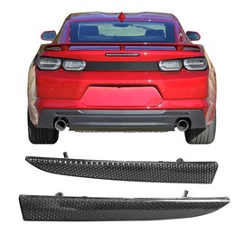 IKON MOTORSPORTS, Rear Bumper Reflectors Compatible With 2016-2024 Chevy Camaro, Smoke Sticker Replacement Strip 2PC, 2017 2018 2019 2020 2021 2022 2023