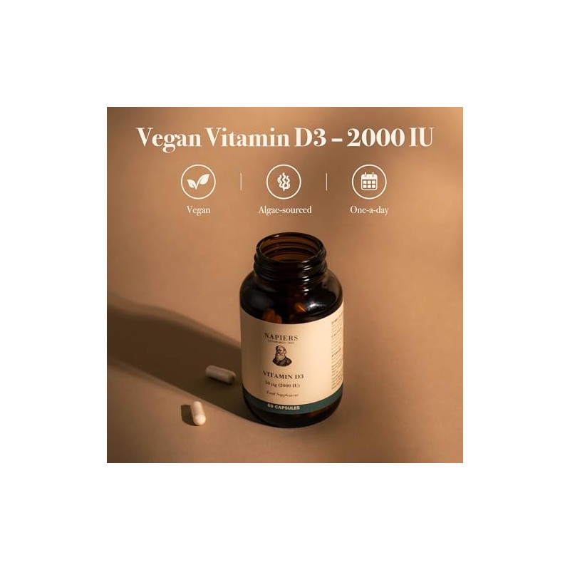 Napiers Vegan Vitamin D3 2000 IU Capsules - Algae Sourced