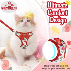 SALFSE Cat Harness and Leash Escape Proof for Walking, Adjustable Soft Kitten Harness with Reflective Straps Step in Cat Vest Harness for Small Kitten and XS Dogs (Red, XXS-Chest(8.7"-10.2"))