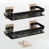 Styptika 2-Pack Adhesive Shower Caddy – Rustproof Aluminum Black Shower
