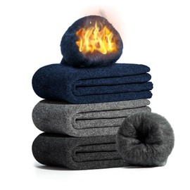 ElifeAcc Thermal Socks - Stay Warm and Comfortable with Wool Blend and Soft Brushed Lining, Black/Navy/Dark Grey