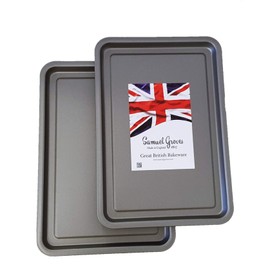 32cm Non Stick Oven Baking Tray Roasting Twin Pack Sets PFOA BPA Free Cookware Made in England (Medium Twin Set)