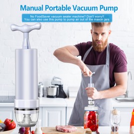 Prettyia Mason Jar Sealer and Accessory Hose Compatible with FoodSaver Vacuum, a Manual Portable Pump Can Opener, Kit for Ball Regular & Wide-Mouth, kitchen Tools, White