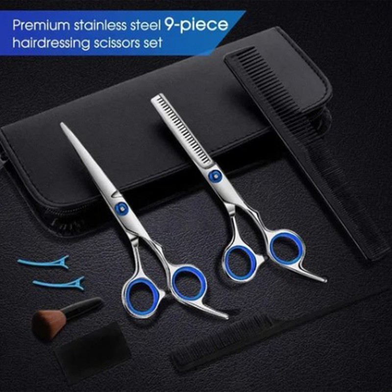 10pcs Haircutting Scissors Kit Professional Stainless Steel Comfortable Grip Portable