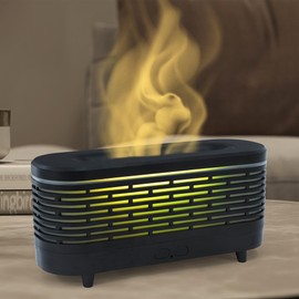 Colorful Flame Diffuser, Simulated Flame Essential Oil Diffuser, 120ML Aromatherapy Oil Diffuser for Home, Large Room, Bedroom, Office with 7 Colors Light, Auto-Off (Black)