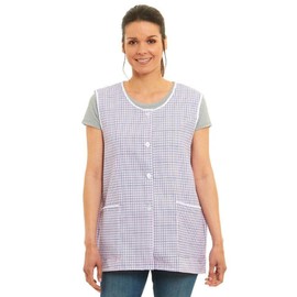 Ladies Dogtooth Buttons Through Design Piping Tabard Apron Overalls Front Pockets Stylish Tabards for Women Casual Aprons for Women to Use in Home Kitchen Restaurants Coffee Shops UK Made (Pink, M)
