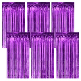 Pack of 6 Tinsel Curtain Purple, 1 m x 20 m Glitter Curtain, Glitter Curtain Decoration, Plastic Party Curtain, Tinsel Curtains for Background Decoration, Party Decoration, Birthday Decoration,