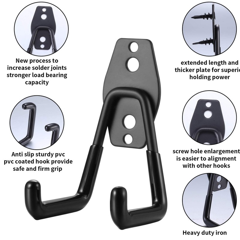 4 PCS Garage Hooks, Ladder Hooks Hanger, Double Hooks Heavy