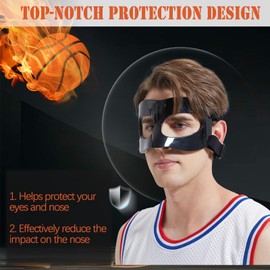 Nose Guard for Broken Nose Baseball Softball Basketball Face Mask Adjustable Face Shield Masks with Padding Nose Guard Protects Nose and Eye from Injury for Men and Women Black