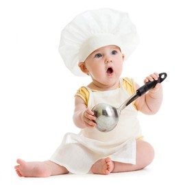 M&G House Unisex Baby Chef Costume Newborn Photography Prop Baby Uniform Photo Props Chef Outfit Apron + Chef Hat (Fits 0-6 Months)