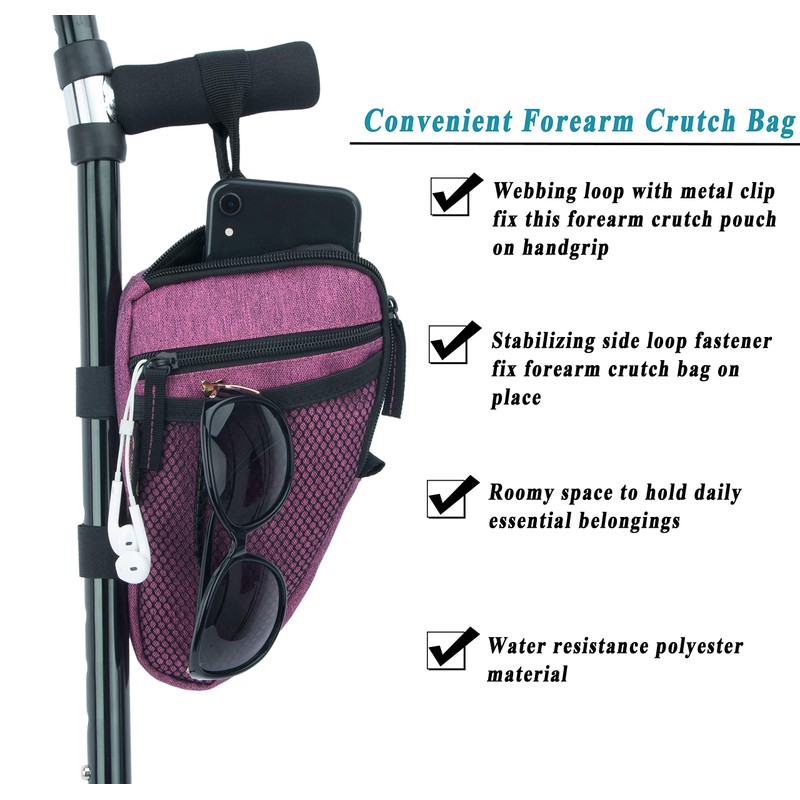 Forearm Crutch Bag Lightweight and Waterproof Forearm Crutch Accessories Storage