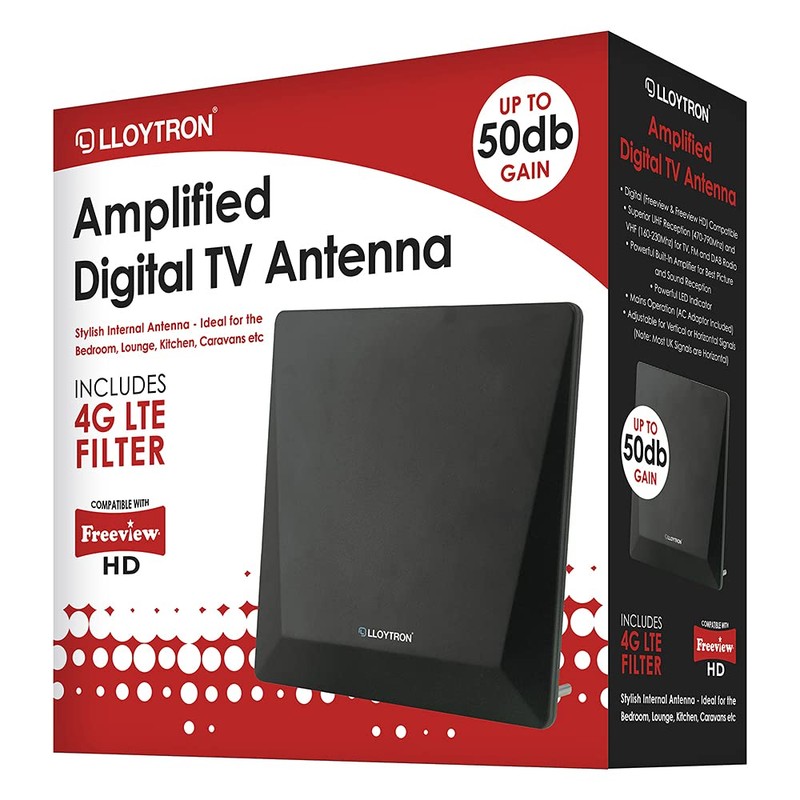 LLOYTRON Active Indoor Panel TV Antenna Aerial with Digital Freeview