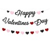 Glitter Happy Valentines Day Decorations Banner Red and Black Glittery
