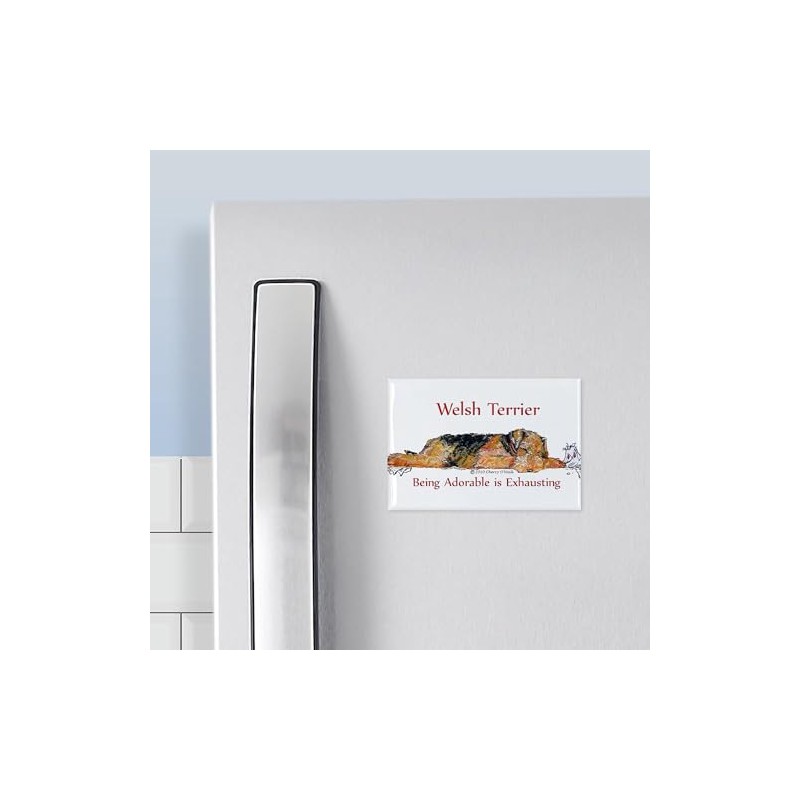 CafePress Exhausted Welsh Terrier Rectangle Magnet, 3"x2" Refrigerator Magnet