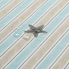 MVSUTA Tremiti Aqua Starfish Polyester Shower Curtain,Printed Green Stripes Waterproof Bathroom Curtains,72" x Extra Long 78"