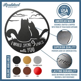 RealSteel 9 Lives Together Cats Valentines Day Sign, Gift for Cat Lovers, Outdoor Wall Decoration, Gift for Husband or Wife