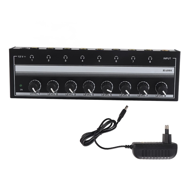 8 Channel Headphone Amplifier, Portable Metal Stereo Audio Amplifier with