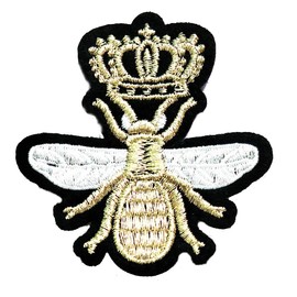 Queen Crown Bee Cute Patch Embroidered DIY Patches Animal Amazing Peacock Flamingo Bird Butterflies Dragonfly Golden Crown BEE Cartoon Kids Cute Applique Sew Iron on Kids Craft Patch (36)