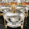 WARMOUNTS Gold Chafing Dishes for Buffet (5QT, 6 Pack), Round