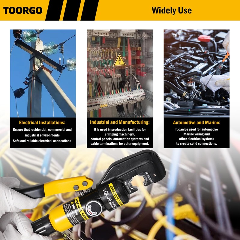 TOORGO 10 Ton Hydraulic Crimping Tool, 12 AWG to 2/0
