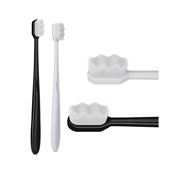 WLLHYF 2 PCS Extra Soft Micro Nano Toothbrush for Sensitive Gums, Soft Toothbrush with 10000 Soft Bristles Sterile Fiber Adult Toothbrush Painless Brushing for Teeth Oral Gum Recession