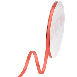 VATIN Double Face Coral Satin Ribbon 1/4" Continuous 50 Yards,Coral Polyester Fabric Ribbon use for Bows Bouquet, Gift Wrapping, Floral Arrangement Wedding Decoration