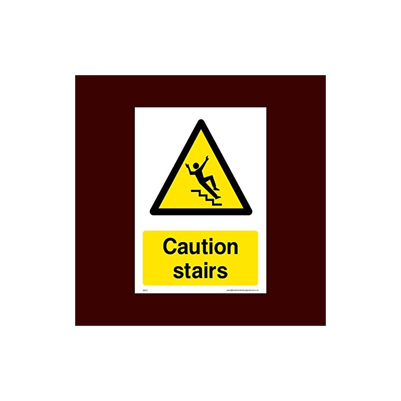 Caution Stairs Plastic Sign (WG72) - Men Working, Very Hot