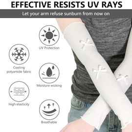 Eeuwigegelofte Ice Silk Arm Sleeves for Women, Butterfly Sleeves to Cover Arms For Women, Sun Protection UV Sleeve for Outdoor Activities Driving and Summer Fashion White
