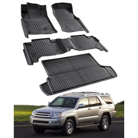 Car Floor Mats for Toyota 4Runner: 2003-2009 (4th Gen) Cargo Trunk Liner, All Weather Accessories Rubber Carpet Custom Fit for Toyota 4 Runner 2003 2004 2005 2006 2007 2008 2009 SUV 5 Seats Black 4PCS