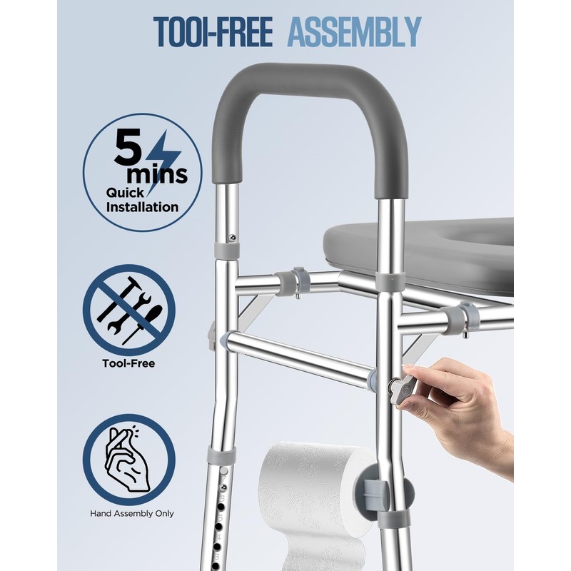 Toilet Seat Riser Extra Wide, 500lb Raised Toilet Seat with
