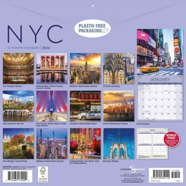 Carousel Calendars, NYC 2026 Wall Calendar, 12'' X 12'', 16-Month Calendar with Stapled Binding
