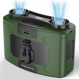 PANERGY 20000mAh Portable Waist Fan, Personal Fan Clip on with Rechargeable Battery operated, 40H Cooling,10 Speeds,16000RPM Hands-Free Belt Neck Fan for Outdoor Jobsite Gardening Camping Travel