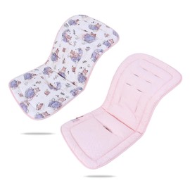 Baby Pushchair Seat Liners,Pram Liner Universal Fit for Most Pushchairs,100% Cotton Double-Sided Baby Stroller Cushion Pad,Stroller Seat Cover for Toddler Infant 1 Pack,78x34cm(Fox+Pink Dots)