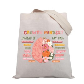 BDPWSS Growth Mindset Gifts Mental Health Therapist Tote Bag Social Worker Gift Psychology CBT DBT Counselor Shoulder Bag (Growth mindset TGCA)
