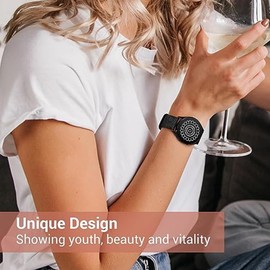 Compatible with Vivomove Trend Bands, Lamshaw 20mm Soft Silicone Boho Engraved Fall Floral Sport Silicone Fancy Designer Flower Strap Replacement Straps Garmin Venu Sq 2/Venu Sq/Venu/Venu 2