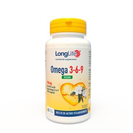 LongLife® Omega 3-6-9 Vegan | Con Ahiflower® | Oltre 90% di acidi grassi omega 3-6-9 | Da olio di Buglossoides arvensis | 100% vegetale | 60 perle vegetali | Vegano e senza glutine