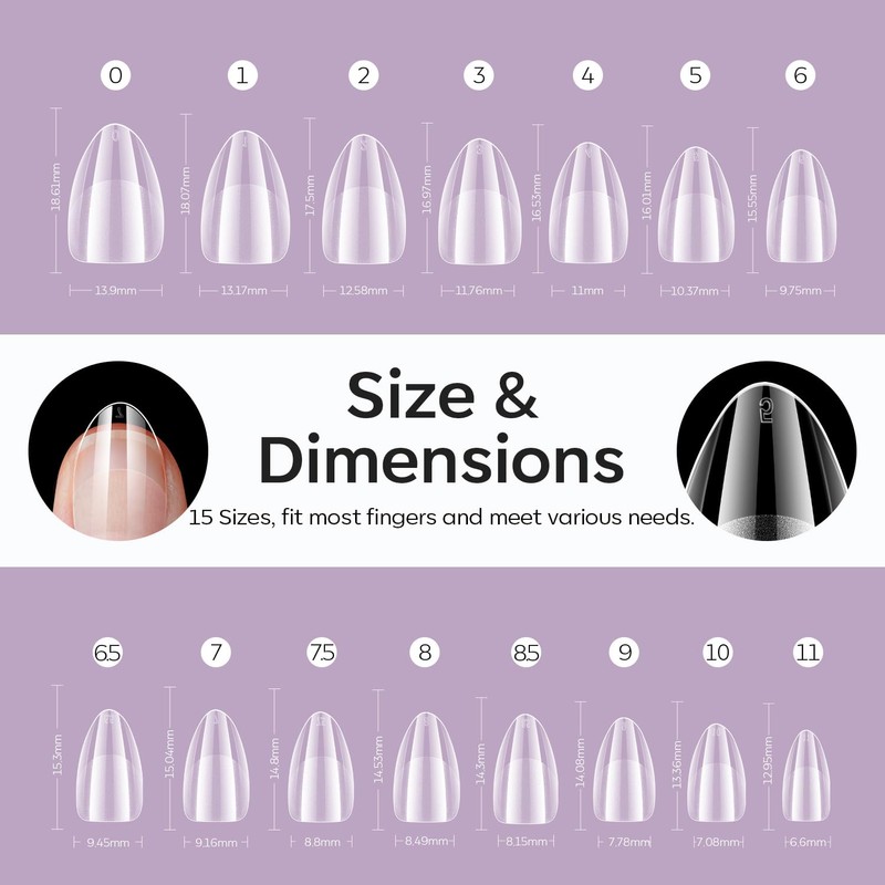 Modelones Nail Tips, Pre-shaped Full Cover Fake Nails Soft Gel
