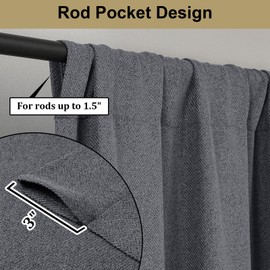 Lecloud Estelle Dark Grey Light-Filtering Curtain Tiers, Kitchen Short Curtains 24 Inch Length, Soft Textured Curtains, Rod Pocket Window Treatments (Each 30 W x 24 L, 2 Panels Set, Dark Grey)