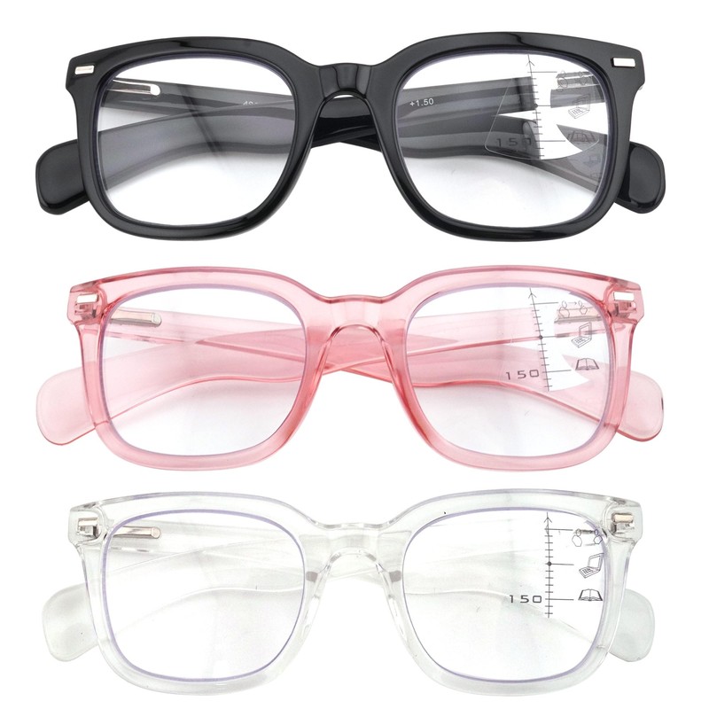 HIYANJN Progressive Multifocal Reading Glasses for Women Metal Rectangular Frame
