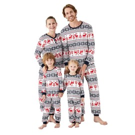 PATPAT Family Christmas Pajamas Matching Sets Reindeer Snowflake Pattern Pajamas Set for Couples Kids Christmas, Blue white