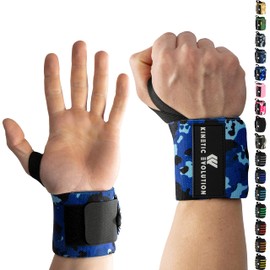 KINETIC EVOLUTION [1 Pair of Sports Wrist Wraps for Men and Women, Wrist Support, Wrist Guards, Protects the Joint, Bodybuilding, Fitness (Light Blue Camouflage)