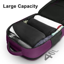 MATEIN Travel Backpack for Women, 40L Flight Approved Carry on Backpack with USB Charge Port, Water Resistant College Bag Computer Bag Gifts for Women & Men Fits 17.3 Inch Laptop, Purple