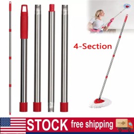 4-Section Spin Stainless Mop Steel Pole Handle For O-Cedar Easywring RinseClean