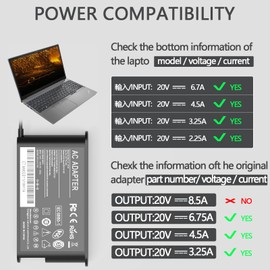 GKLSPL 135W Laptop Charger Compatible with Lenovo IdeaPad Gaming 3,Also Fits for ThinkPad X1/W/T/S/P Legion and ThinkBook W540 15p ADL135NLC3A,ADL135NDC3A,ADL135NCC3A