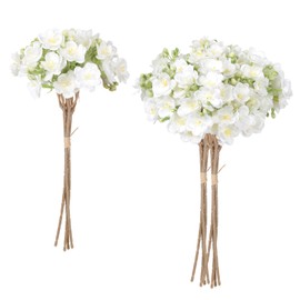 INSUNSIX White Jasmine Artificial Flowers Bouquet for Decoration 2 Bouquets Realistic Fake Forsythia Flower Spring Silk Flower for Wedding Table Centerpiece Indoor/Outdoor Home Decor(White)