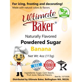 Ultimate Baker Naturally Flavored Banan Powdered Sugar (1x4oz), Icing Sugar, Banan Confectioner's Sugar for Icing Cakes, Flavored Coating Sugar (Banana)