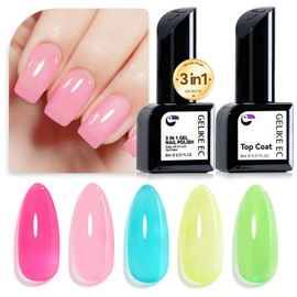 gelike ec Gel Nail Polish Set with Top Coat 3 In 1 Nail Polish Sets for Women - 6 Pcs Jelly Multicolored Kit