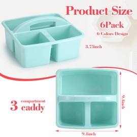 Lineshading 6 Pack 3 Compartment Classroom Caddy with Handle Boho Multipurpose Portable Plastic Classroom Storage Organizer Caddies for Table Desk Office School Supply