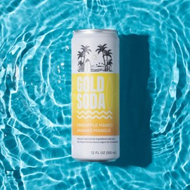 Gold Soda - Natural Ingredients - Organic Cane Sugar - Non-GMO - No Preservatives - Monk Fruit - Sparkling Water - Made with Natural and Organic Flavors, 12 Fl Oz (24 Pack) (24 Pack, Pineapple Mango)