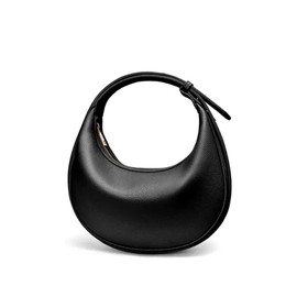 ChungLong0593 Cute shoulder bag Hobo Purses PU Leather Handbag moon bag Adjustable CrossBody Bag with Zipper-white, Black